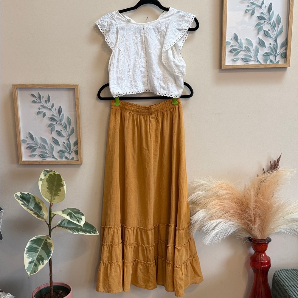 Paper Crane Mustard Maxi Skirt - Picture 3 of 5